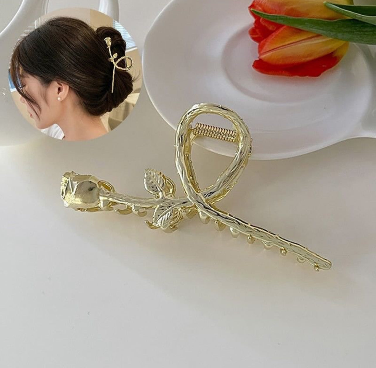 Rose metal claw clip