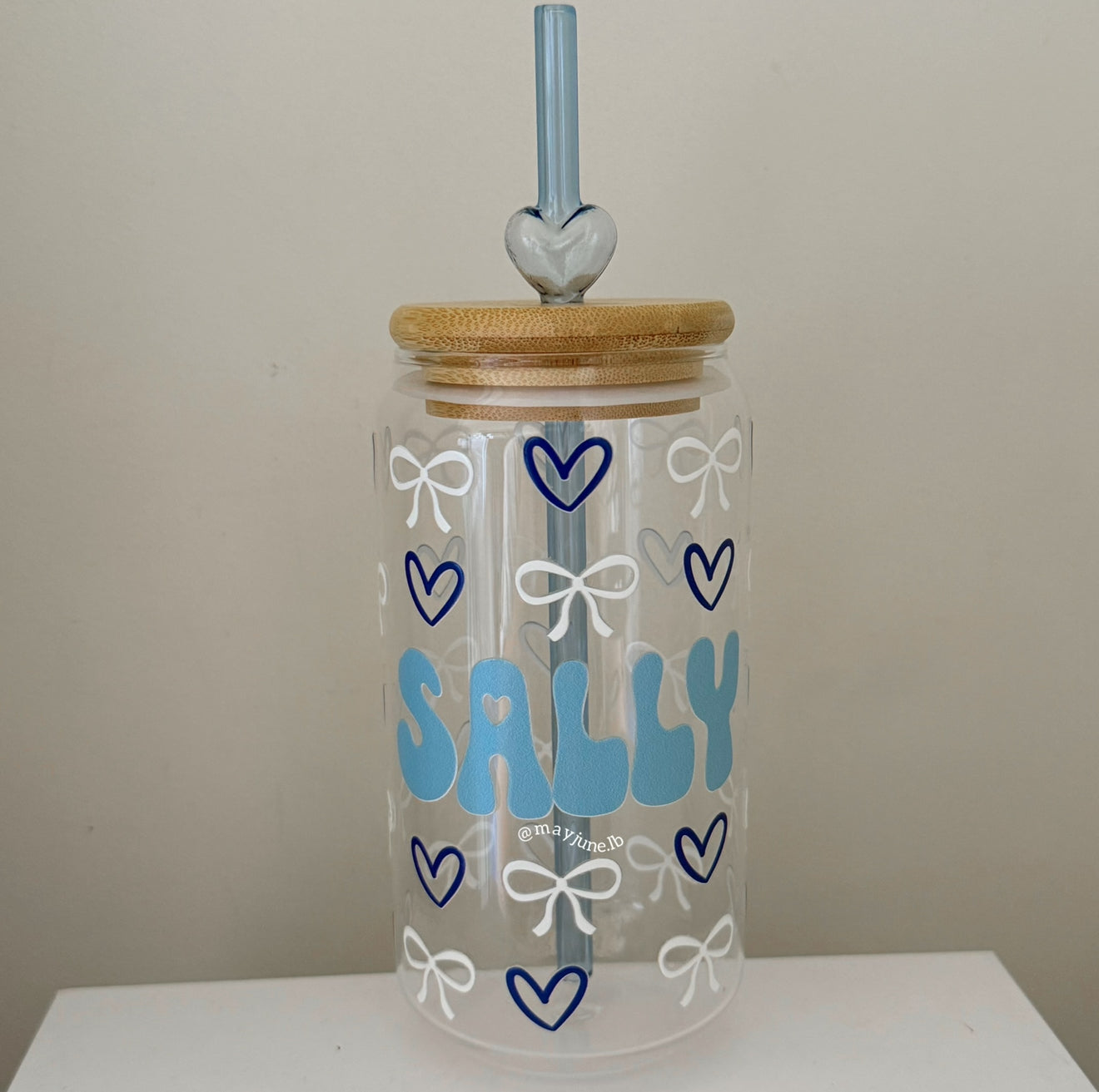 Blue hearts | white ribbons cup💙