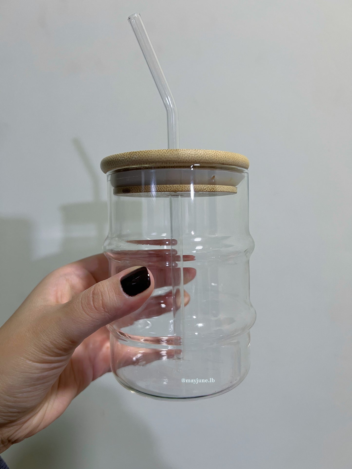 Clear cup with bamboo lid