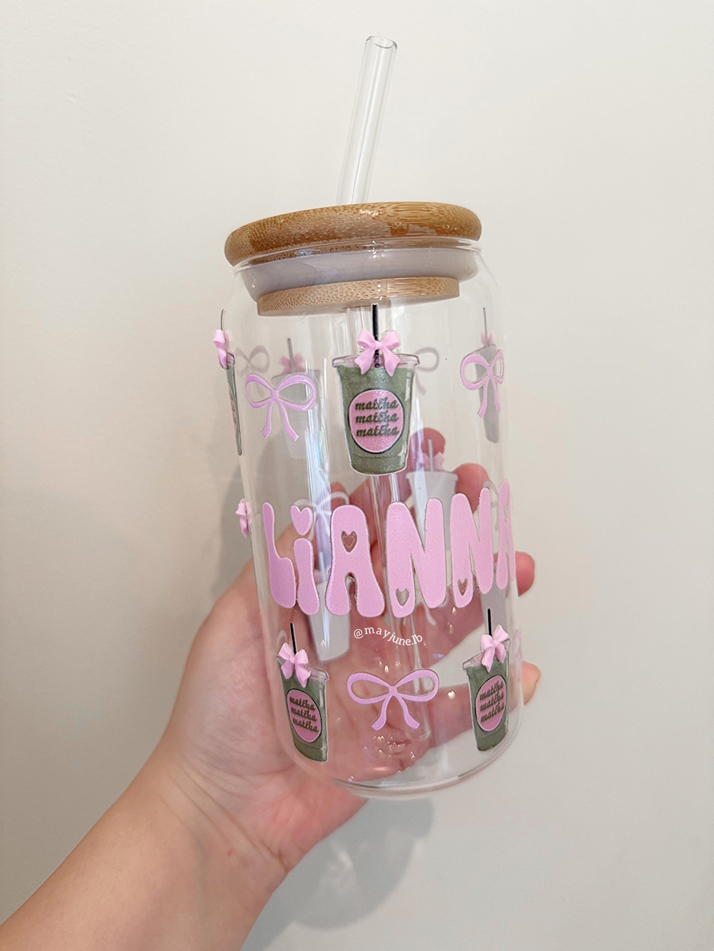 Matcha bow charms cup š šµ