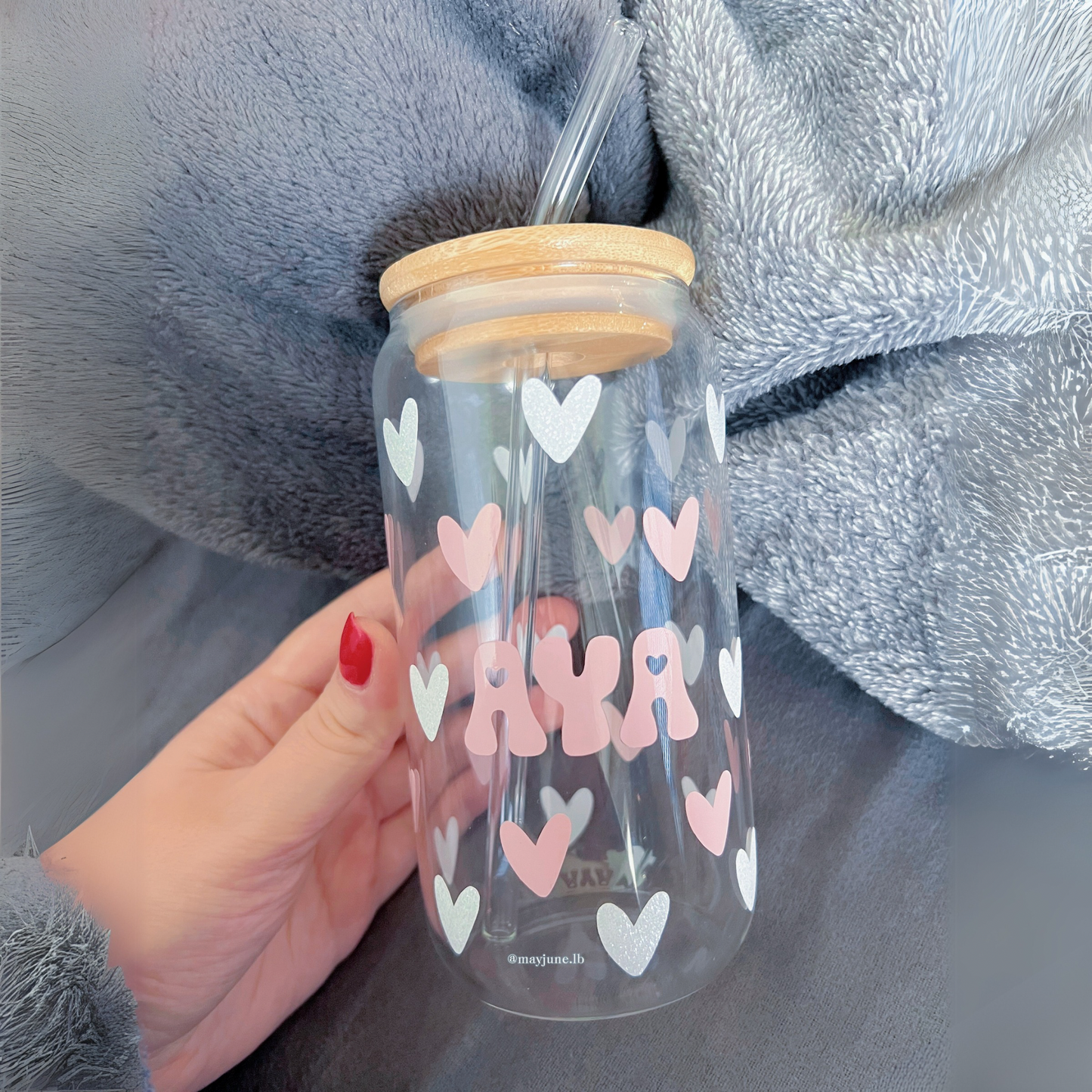 Customized Heart Name Cup 🤍🩷