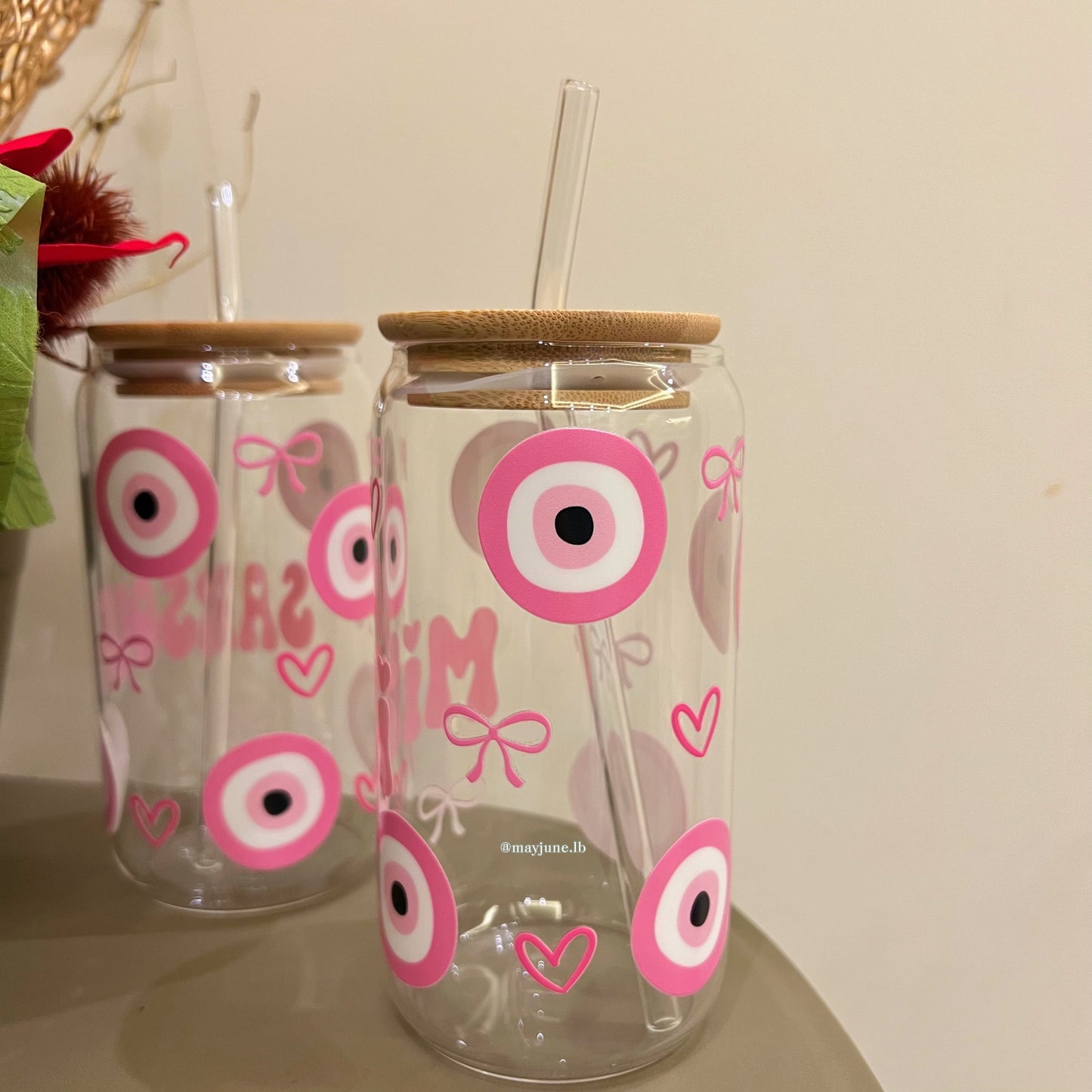 Trio💗cup | evil eye | bowknot | heart