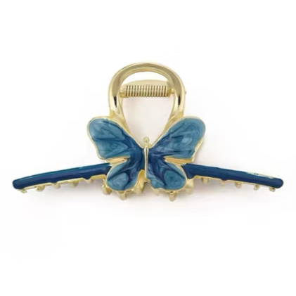 Blue Butterfly Metal Claw Clips