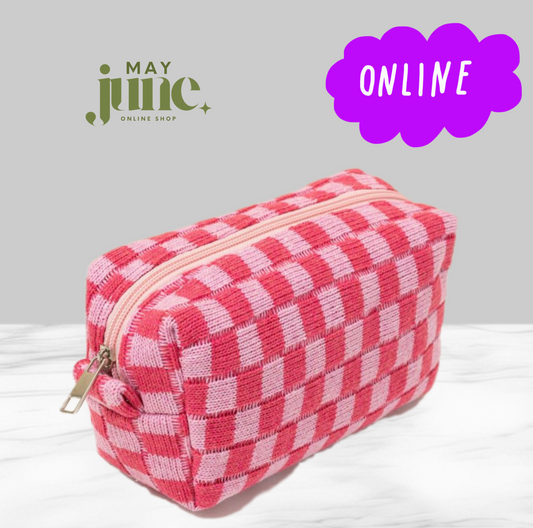 Pink checkers pouch