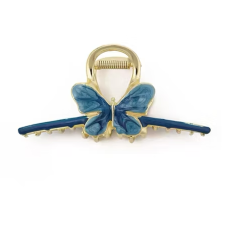 Blue Butterfly Metal Claw Clips