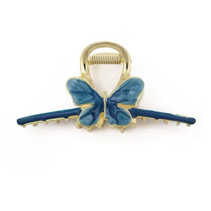 Blue Butterfly Metal Claw Clips