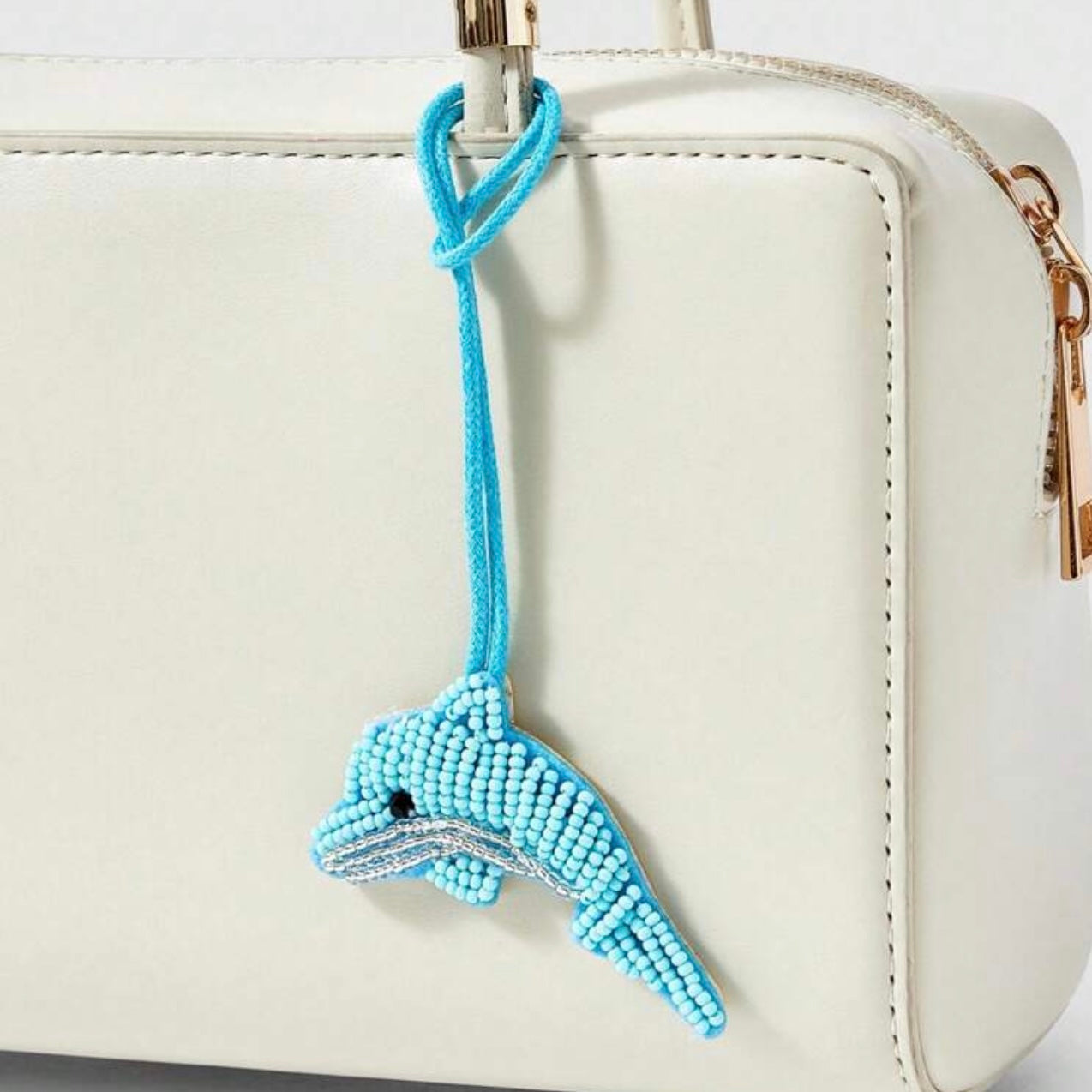 Dolphin beaded bag charm 🐬