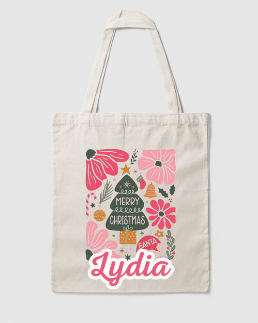 Floral Christmas Tote Bag 🎄