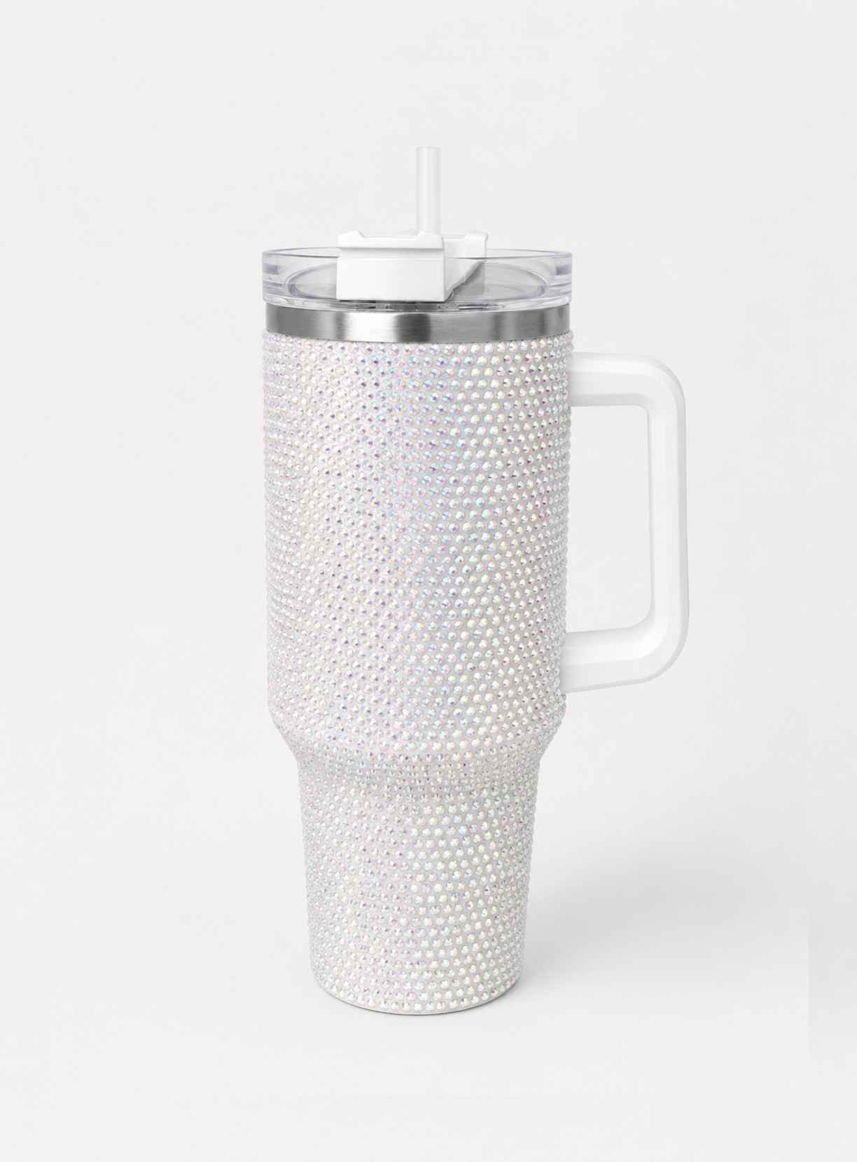 White bedazzled stainless steel tumbler 🤍