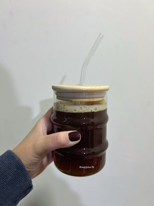 Clear cup with bamboo lid