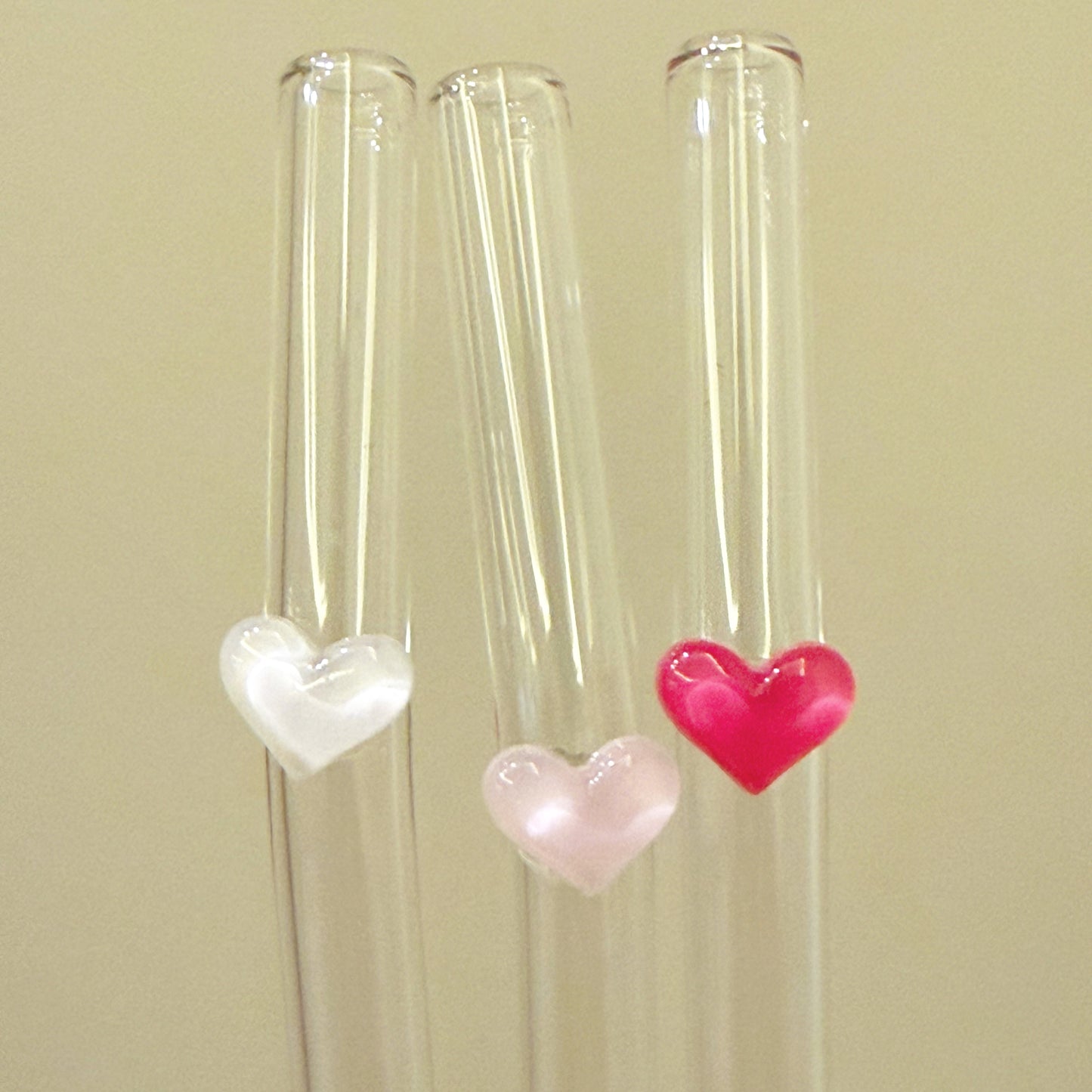 Kawaii hearts glass straws 💕