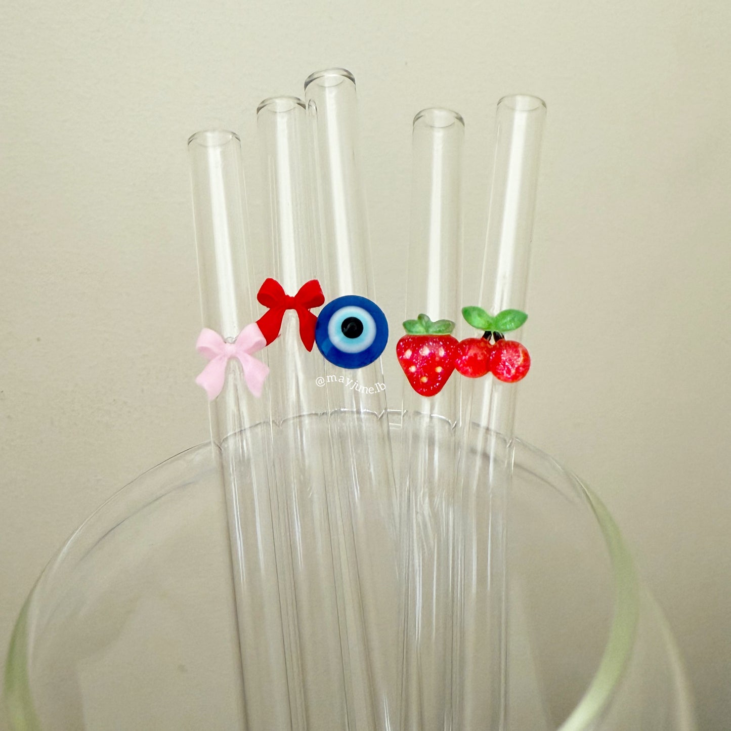 Charm straws 🍒🎀🧿🍓