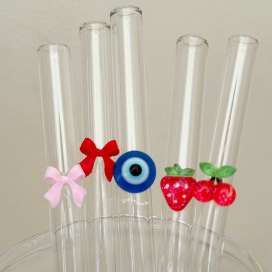 Charm straws 🍒🎀🧿🍓