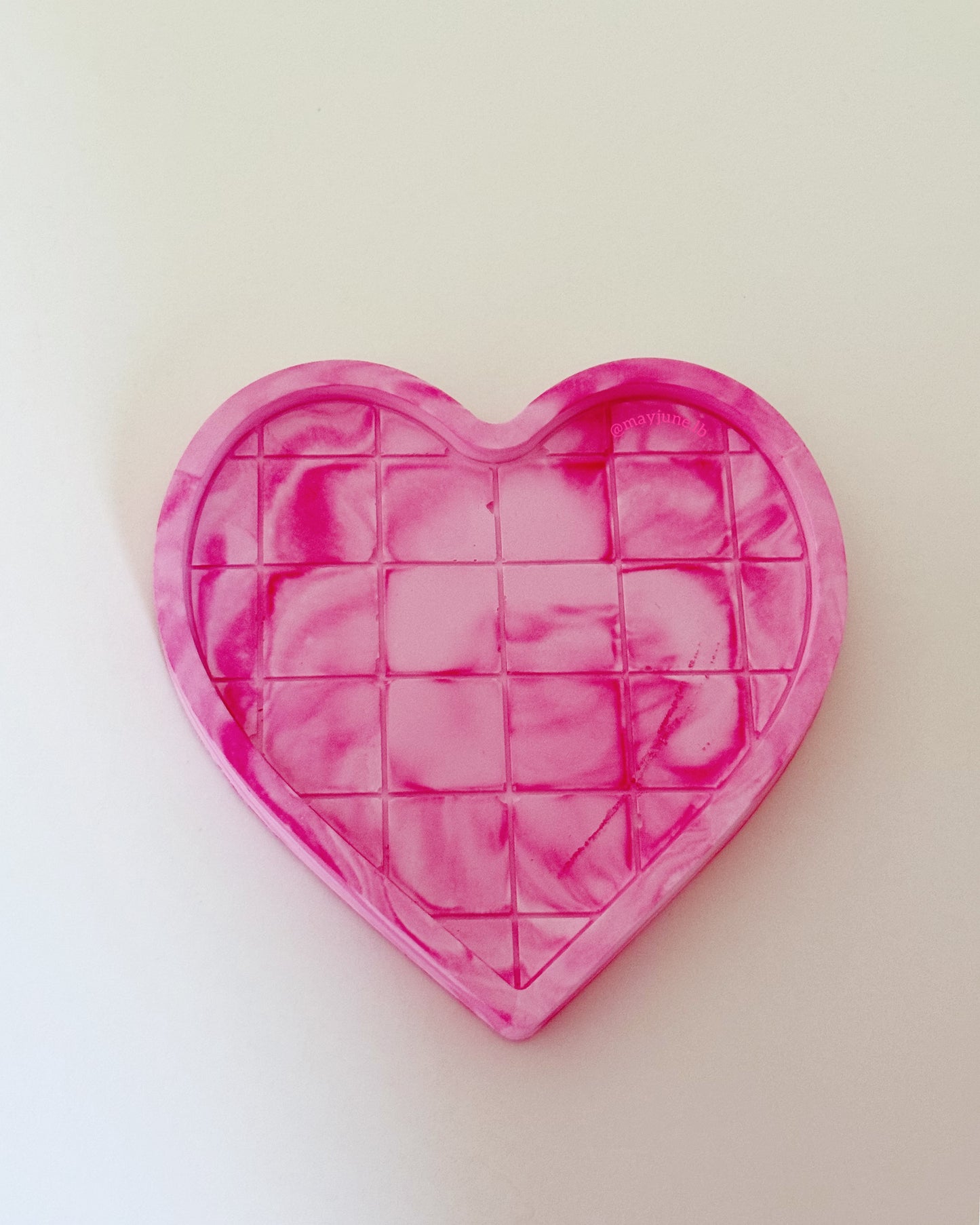 Pink checkered heart trinket tray 💗