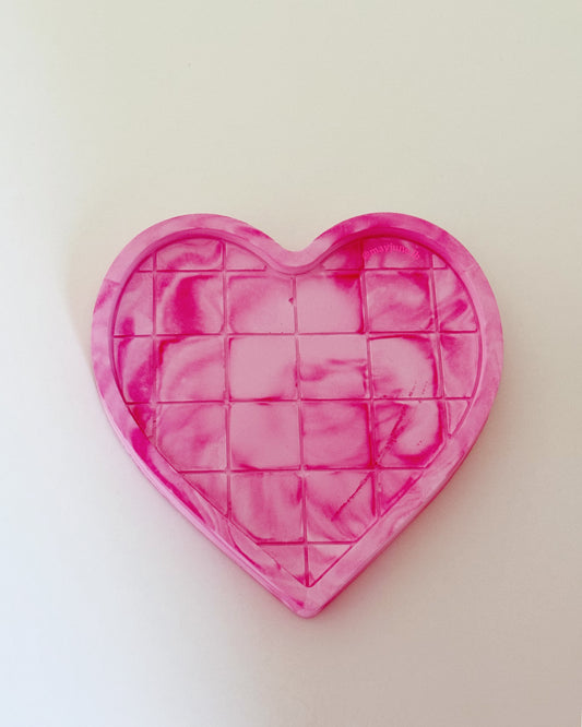 Pink checkered heart trinket tray 💗